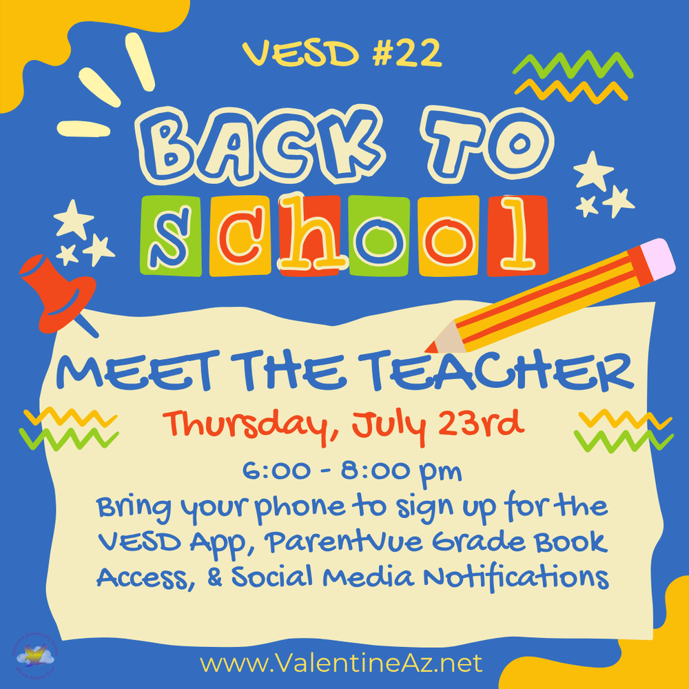 Back to School - Meet the Teacher - July 23rd from 6:00 - 8:00 pm