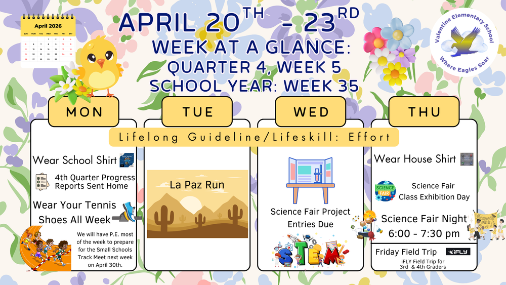 Week-at-a-Glance April 20th - April 23rd