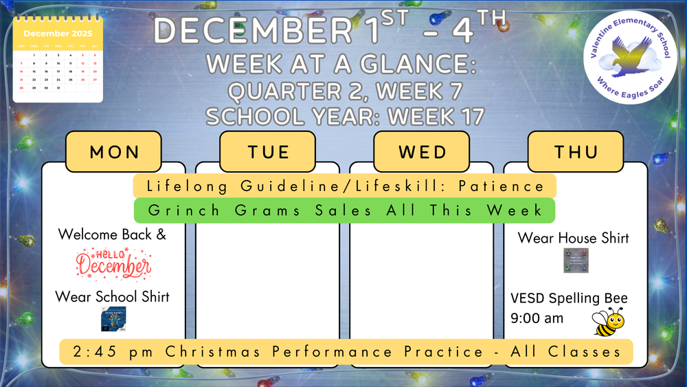 Week-at-a-Glance December 1st -- December 4th