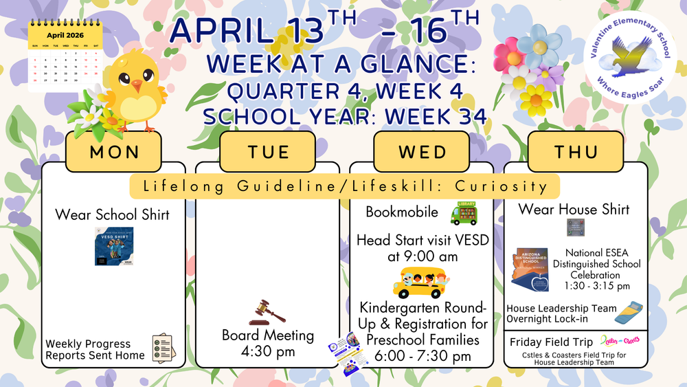 Week-at-a-Glance April 13th - April 16th