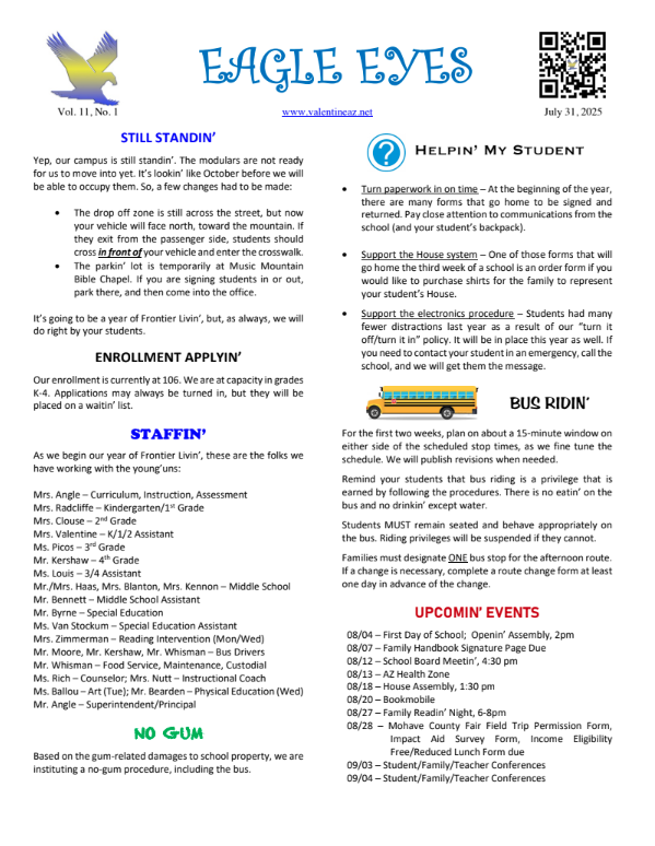 Eagle Eyes Newsletter - August 2025