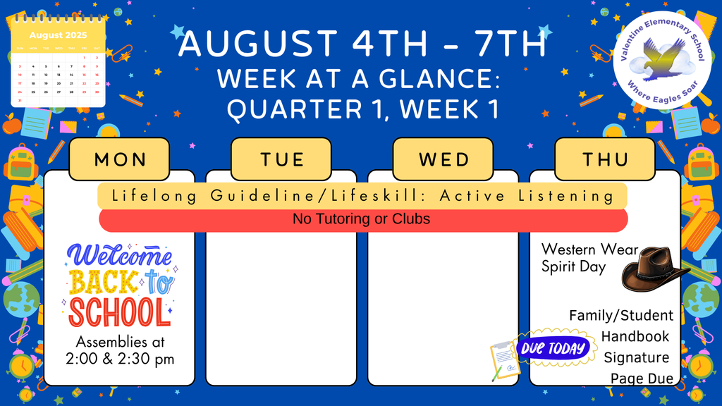 Week-at- a-Glance August 4th - August 7th