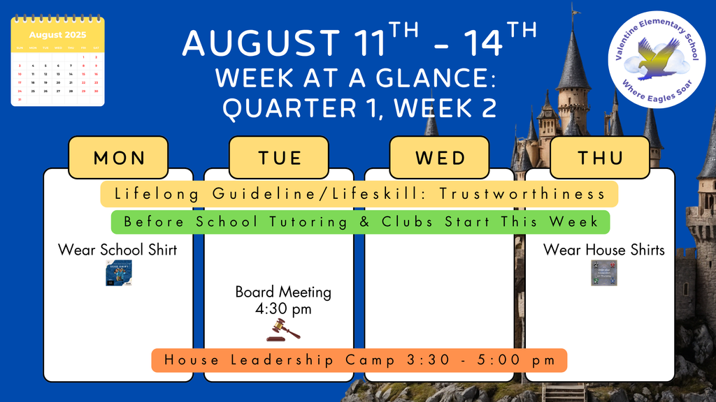 Week at a Glance - August 11th - 14th