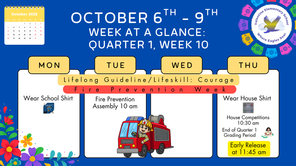 Week-at-a-Glance October 6th - 9th
