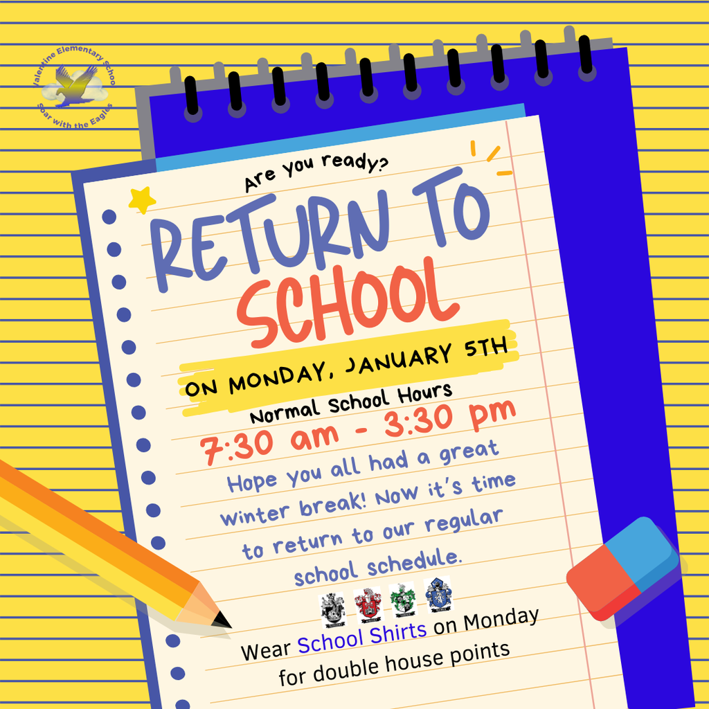 Return to School from Winter Break - Monday, January 5th