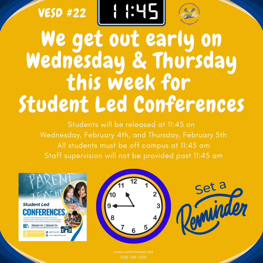 Early Release for Conferences on Wednesday, February 4th & Thursday, February 5th