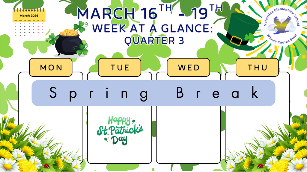 Week-at-Glance March 16th - March 19th