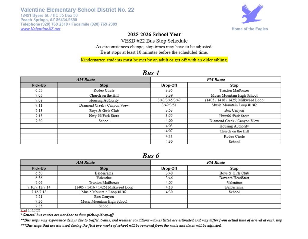 Bus  Schedule Update Effective March 23rd