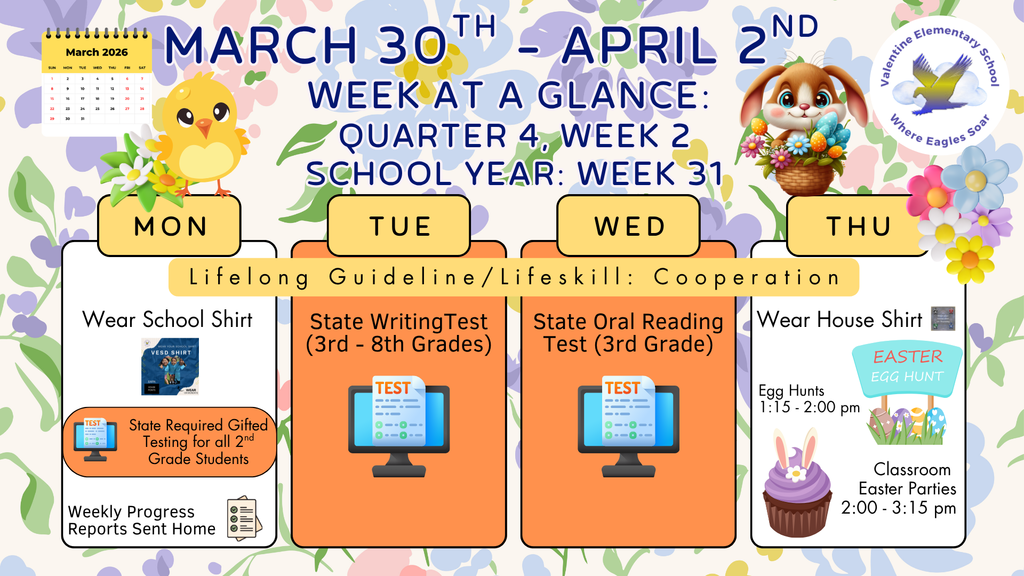 Week-at-a-Glance March 30th - April 2nd