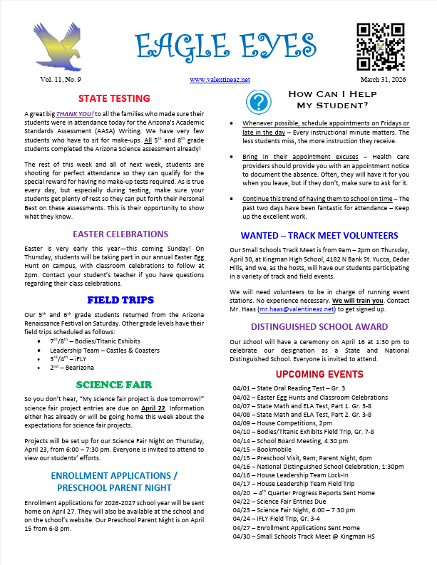 Eagle Eyes Newsletter - April 2026