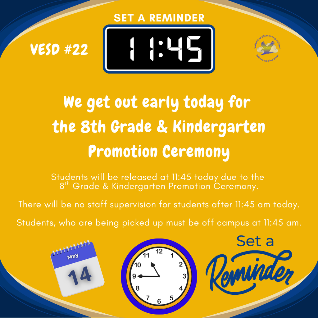 Reminder: Early Release Today