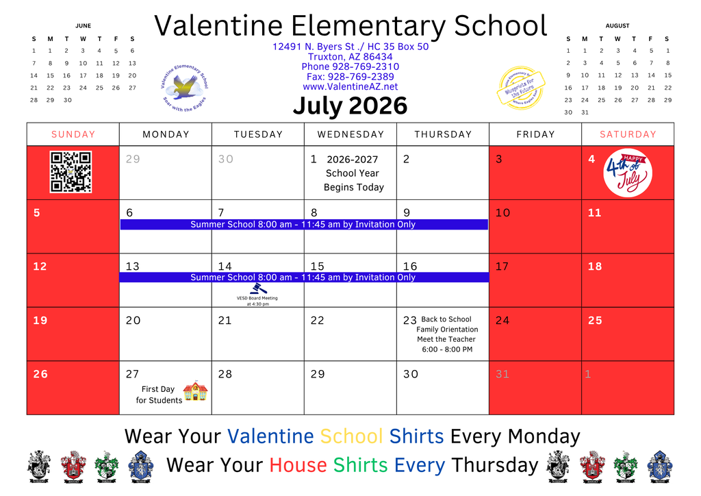 Events Calendar - July 2026