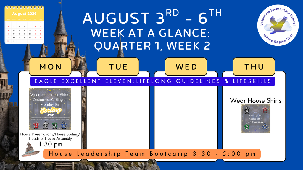 Week-at-a-Glance August 3rd - 6th