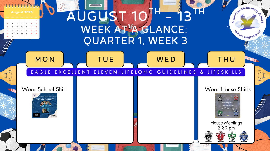 Week-at-a-Glance August 10th - 13th