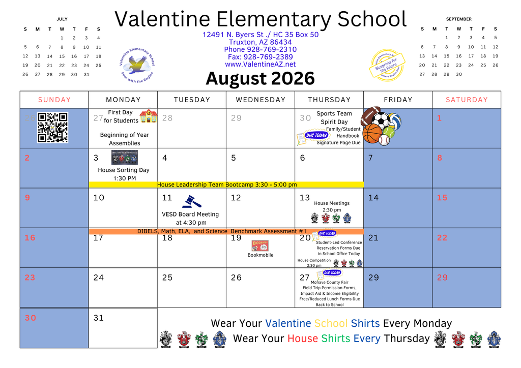 Events Calendar - August 2026