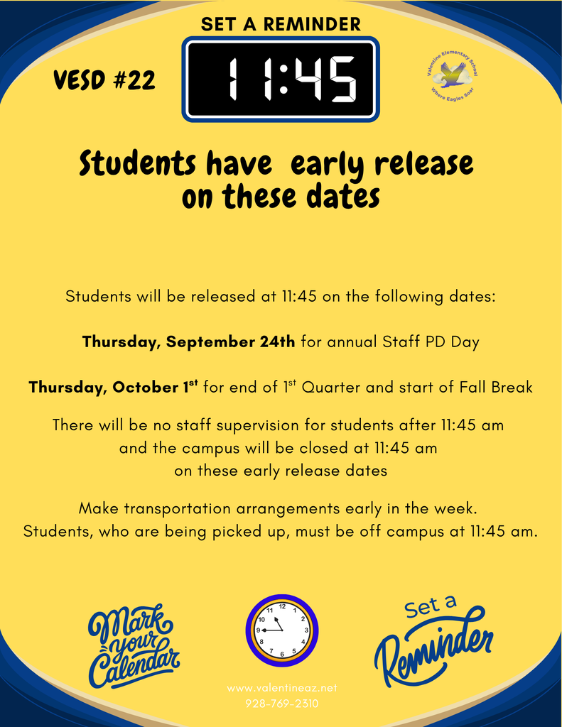 Early Release Day - Thursday, September 24th