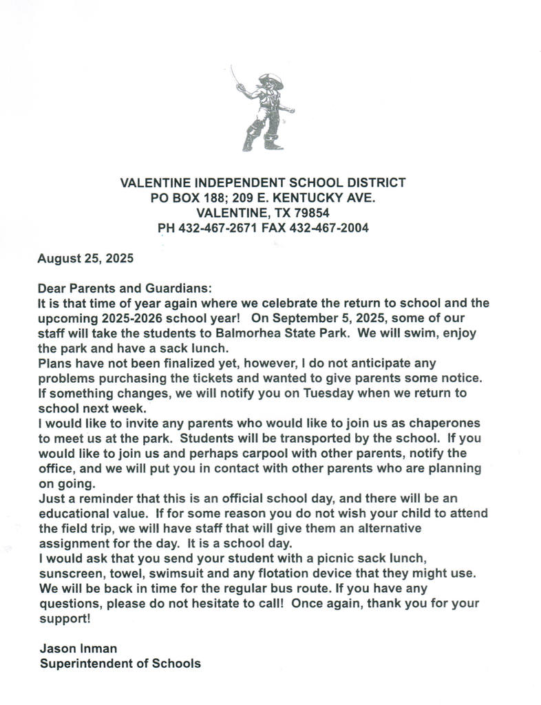 Information for field trip