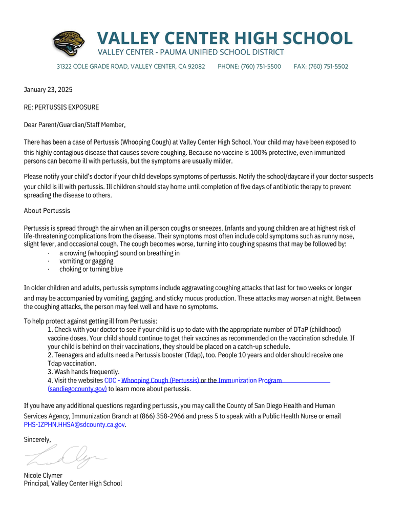 English Notification Letter