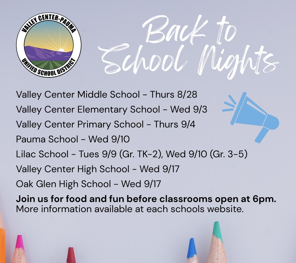 Back to School Night Dates
