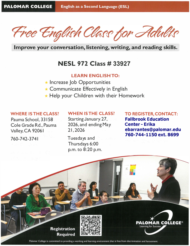 ESL Classes Palomar Eng