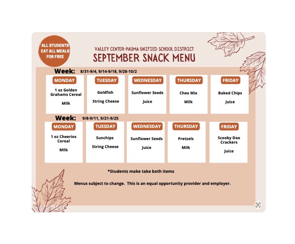CNS Food Menu September