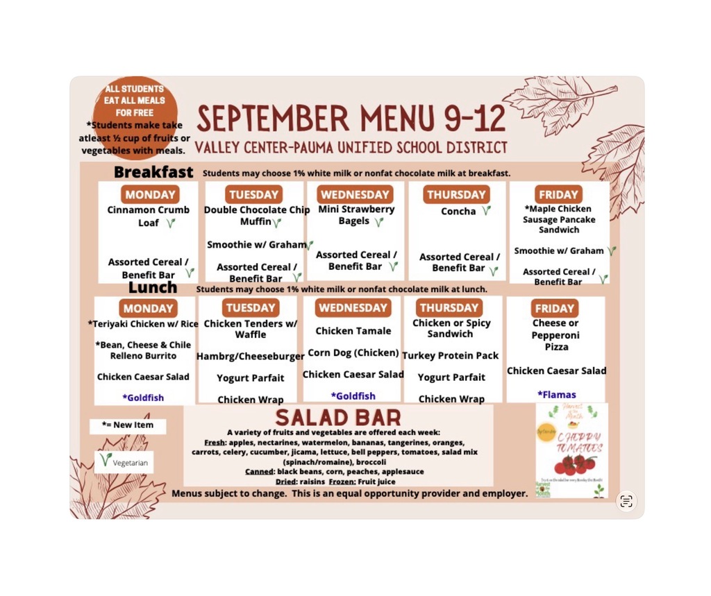 CNS Menu September 