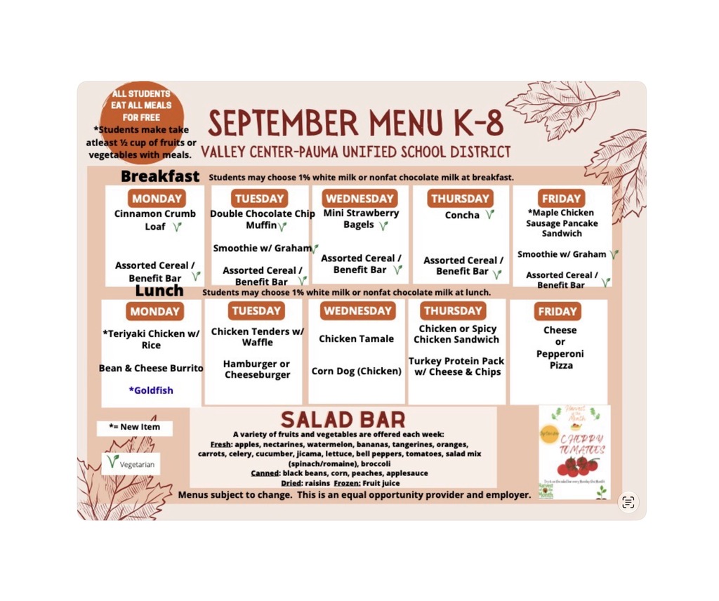 CNS Food Menu September 