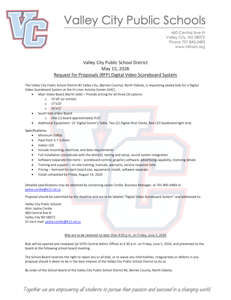 RFP - Digital Video Scoreboard