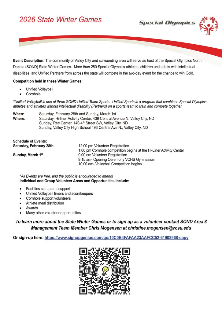 Winter State Games Flyer 2026