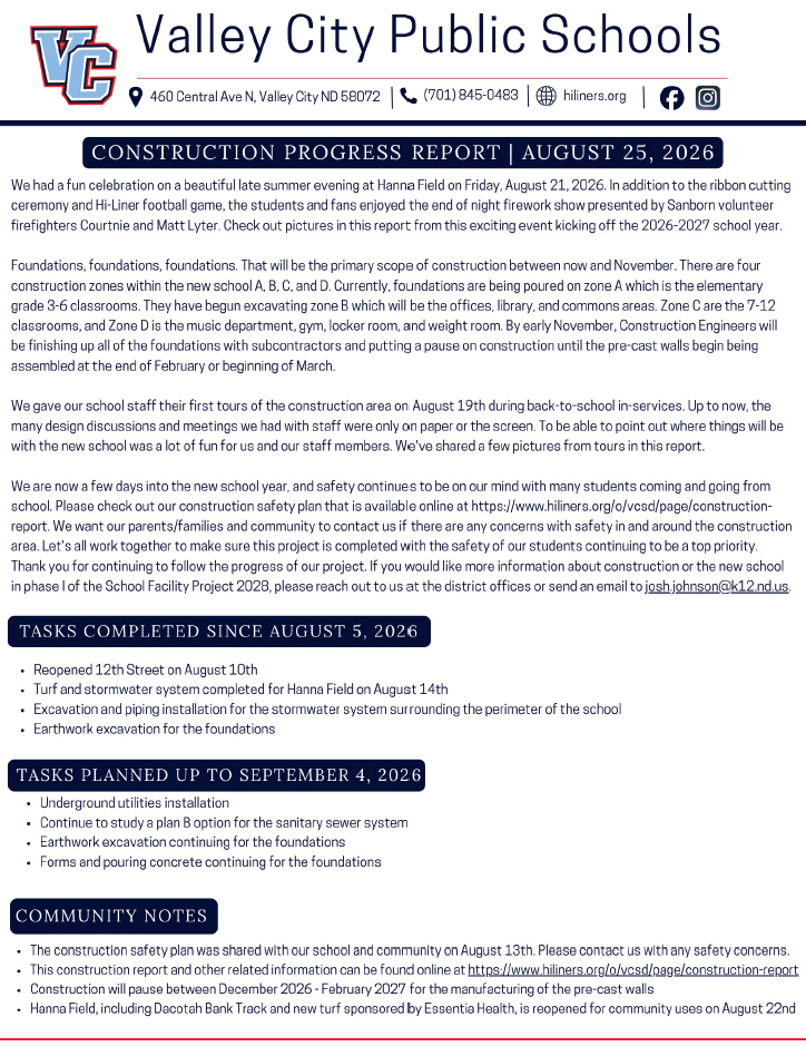 Construction Report 08.25.2026