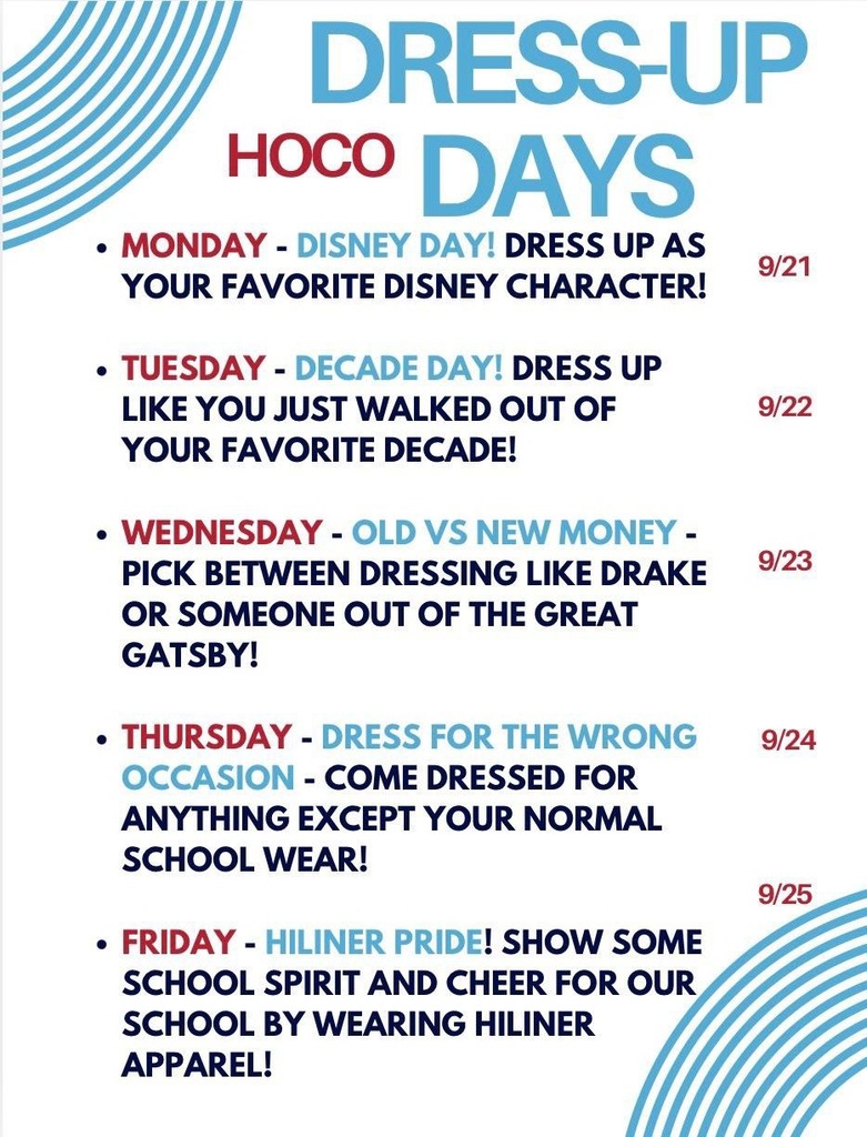 2026 Homecoming Dress up days