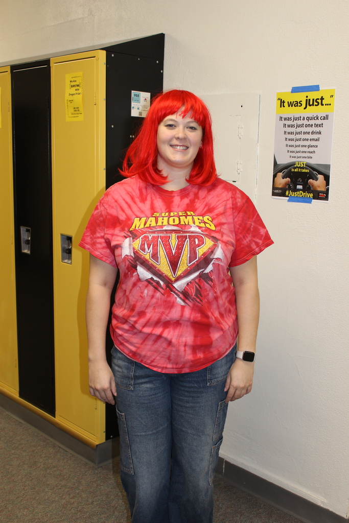 Teacher Mattie Ritz in red