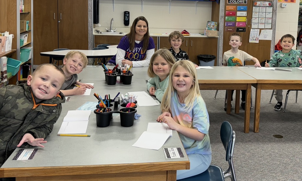 Mrs. Seymour and group of students