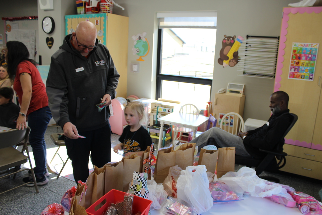 Handing out Valentines