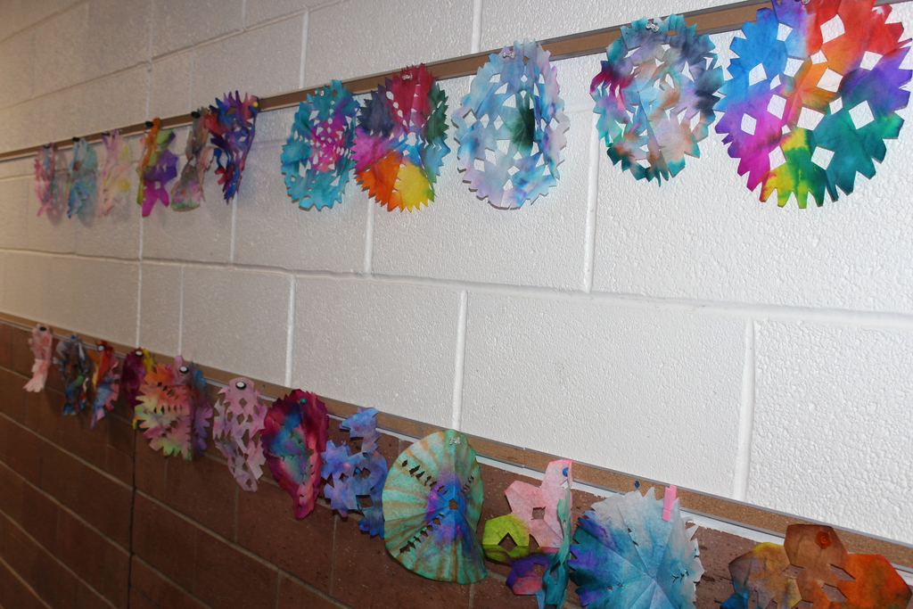 Dyed Paper Display in Hallway