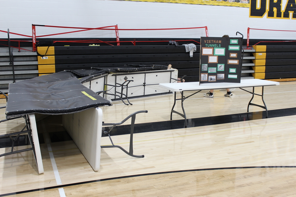 Tunnels made with tables and mats