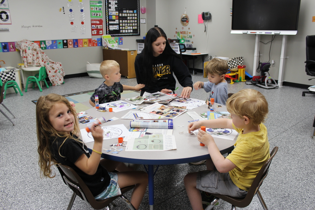 HS Students helping PK Students