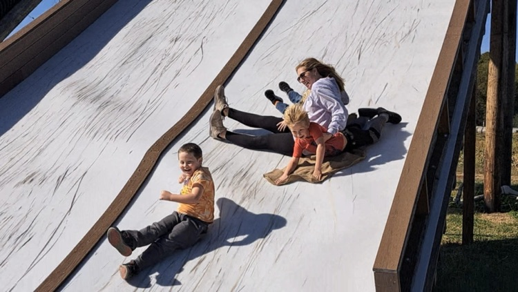down the slide