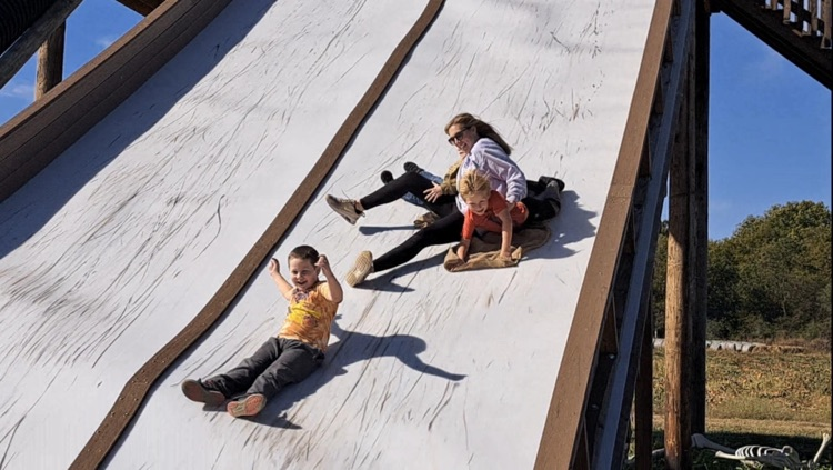 down the slide