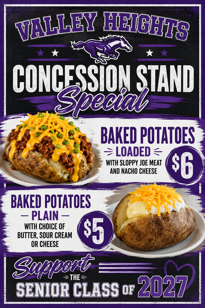 Baked Potatoes at Concessions Stand tonight