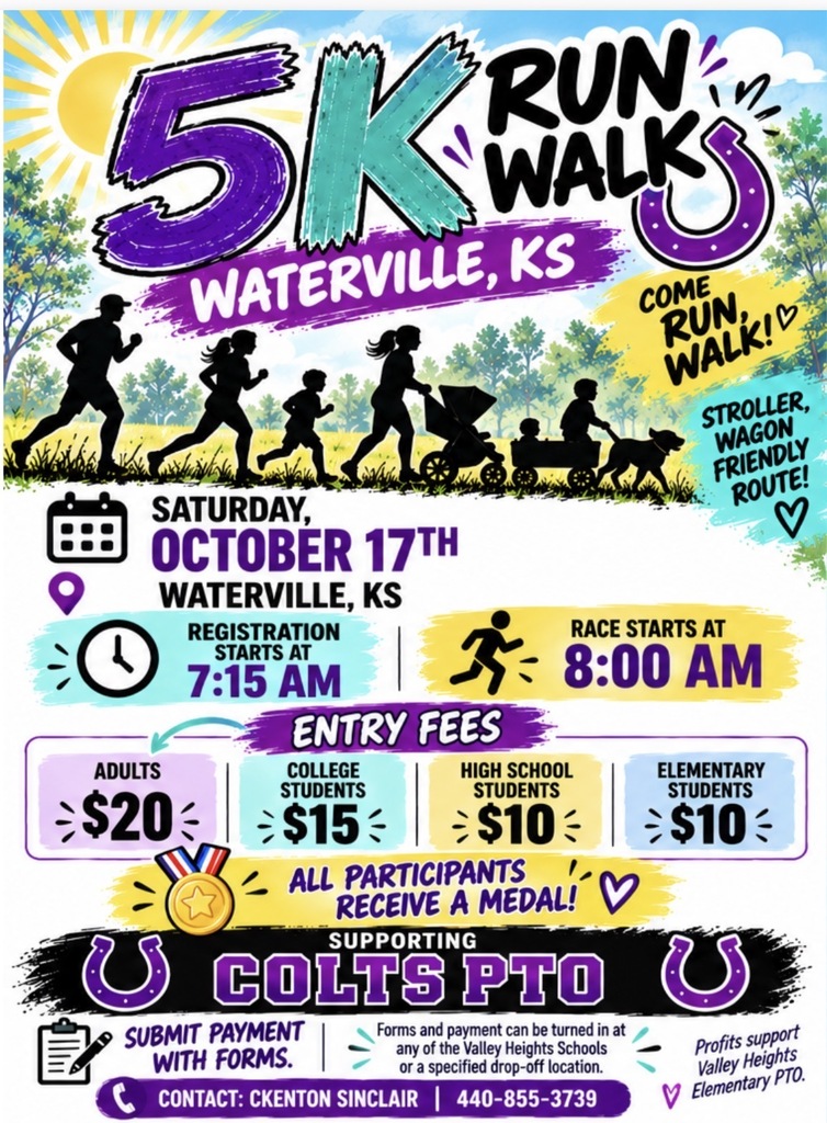 5K Run/Walk Waterville KS Saturday, October 7th