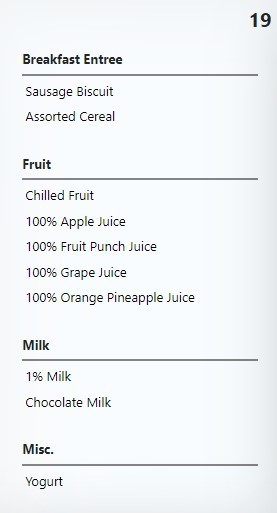 menu