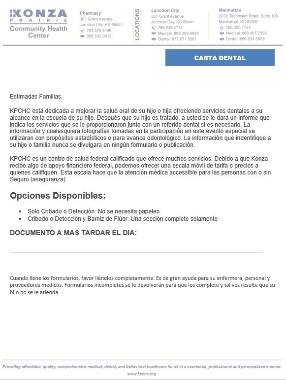 Dental Letter (Spanish)