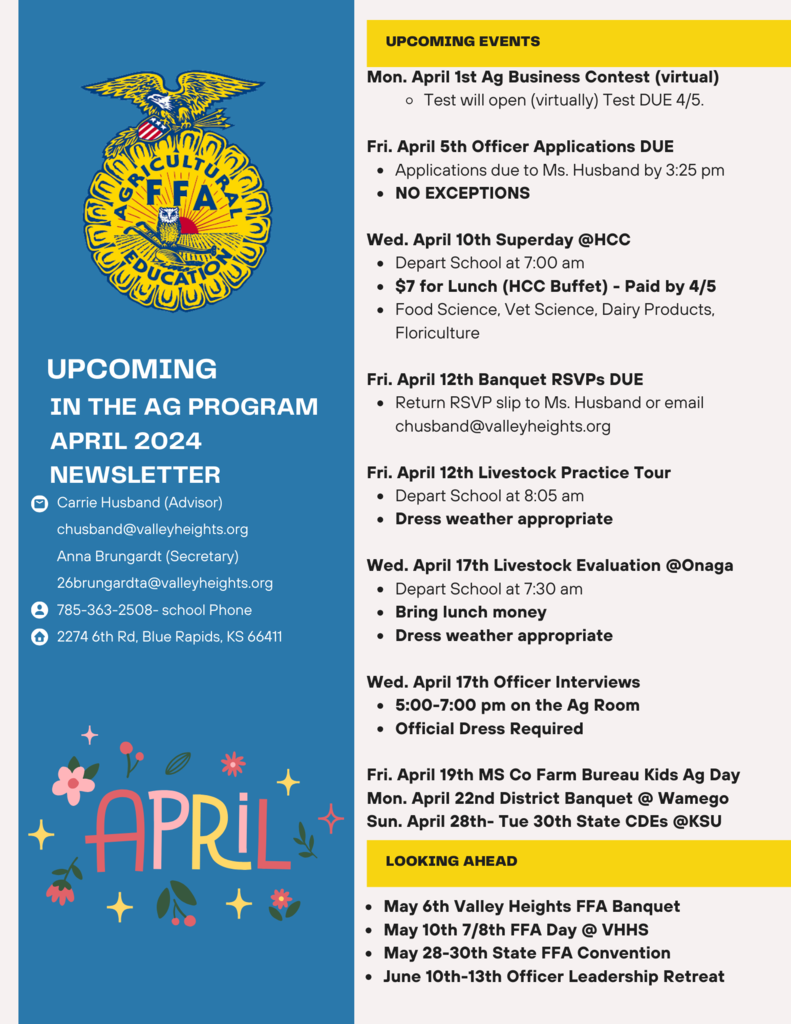 April Upcoming in Ag