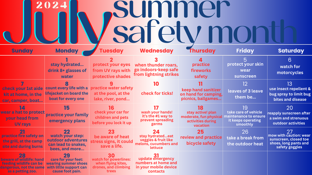 summer safe calendar