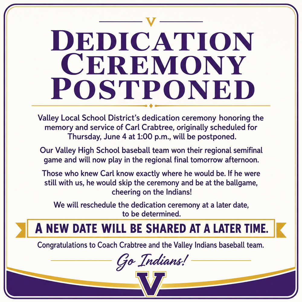 Postponed Dedication Ceremony