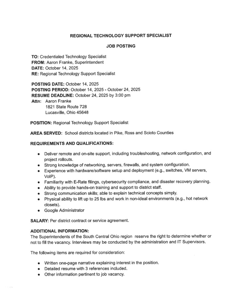 Please see attached job posting.