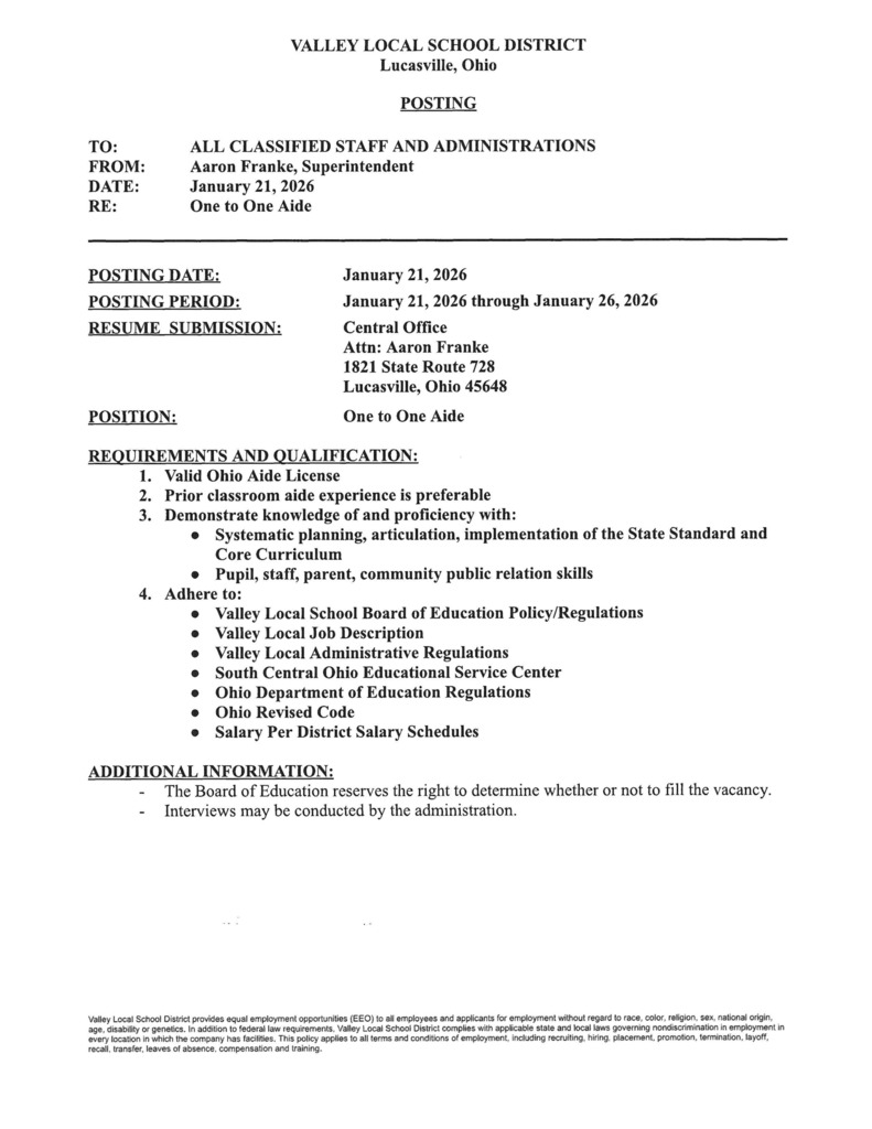 One on One Aide - 2 Positions Available