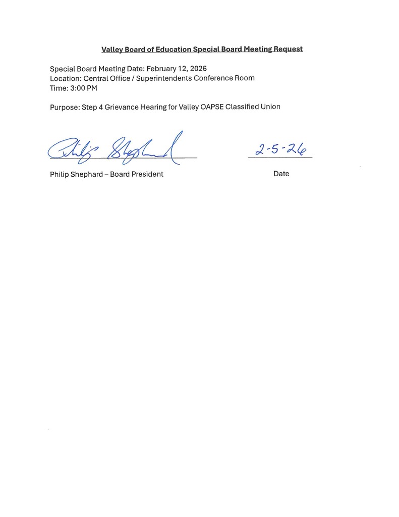 Special Board Meeting February 12, 2026