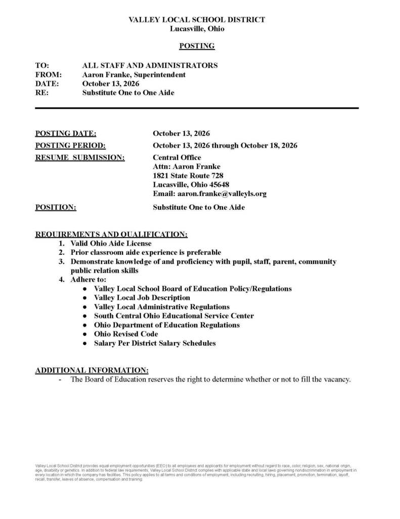 Job posting. Please see attached. 